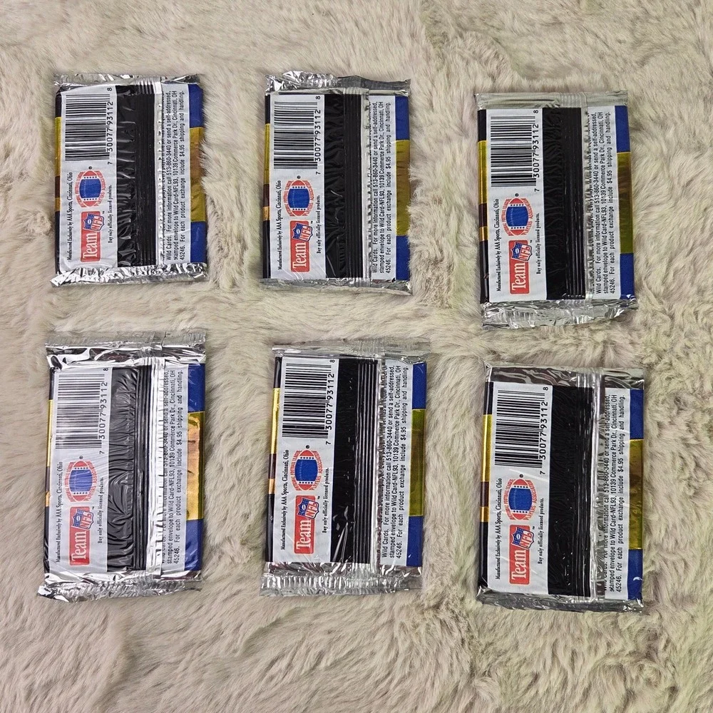 Lot of 6 1993 Wild Card NFL Players Football Trading Card Packs Sealed 12 Cards